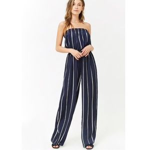 Satin navy tube jumpsuit